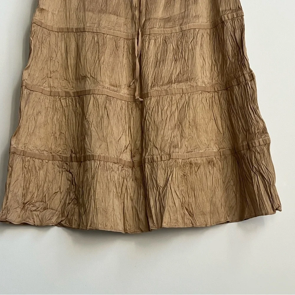 Vintage American Eagle 100% Silk Tiered Skirt Romantic Boho Cottagecore Crinkle